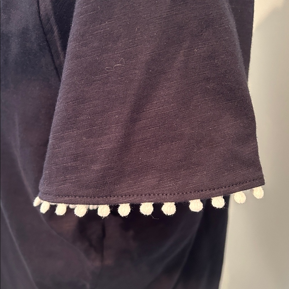 Tommy Hilfiger Navy Short Sleeve Tee with Pompom Trim L - Picture 3 of 4